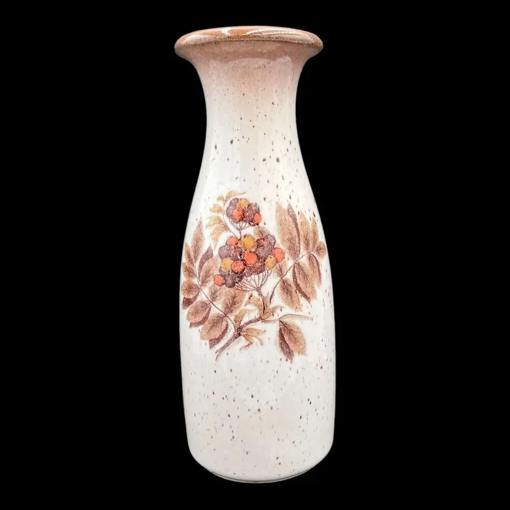 Vintage‎ Scheurich Keramik West Germany 295-26 Vase Cream Brown Leaves & Berries